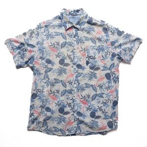 IZOD Saltwater Shirt Mens L Flamingo Pineapple Tropical Relaxed